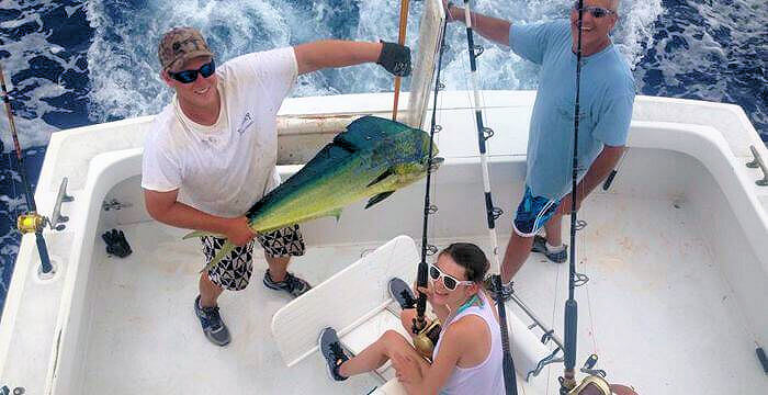 Mahi caught on offshore sportfishing charter.